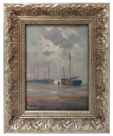 Klein schilderij van Romain Steppe in kader