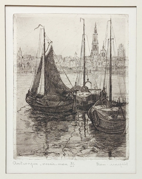 Belgische etser R. Malfliet met een ets vernis mou