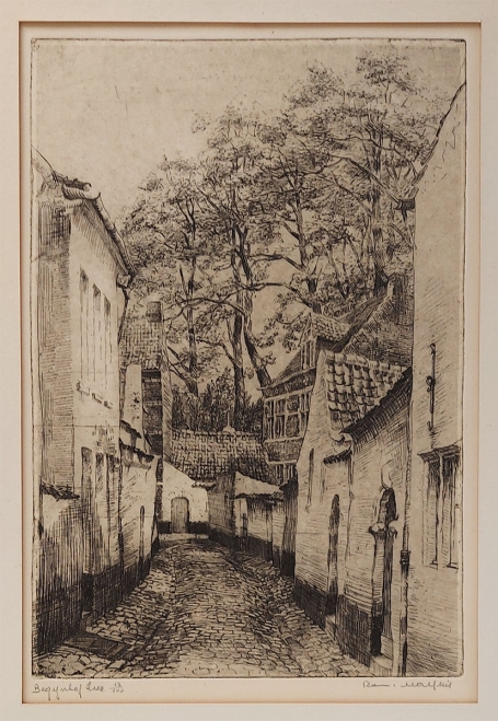 Belgische etser Romain Malfliet met een ets