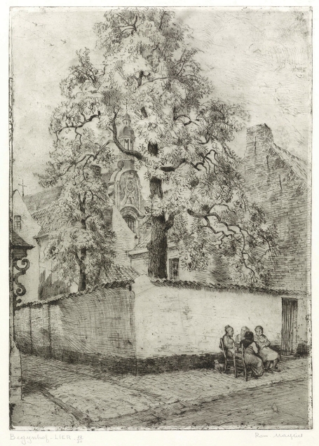 Belgische etser R. Malfliet met een grote ets