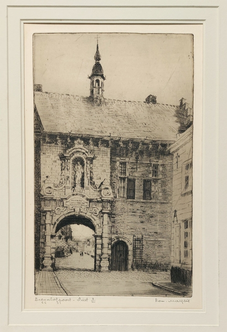 Belgische etser R. Malfliet met een gesigneerde ets