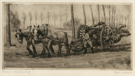 Belgische etser R. Malfliet met een grote ets in zeer goede staat