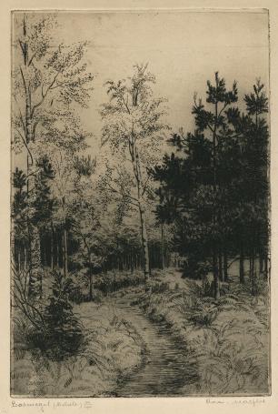 Belgische etser R. Malfliet met een ets van Belsele