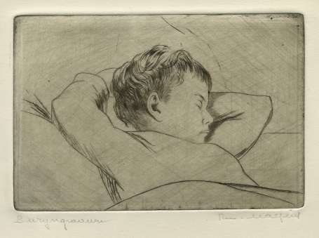 Belgische etser R. Malfliet met een burijngravure