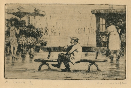 Belgische etser R. Malfliet met een ets