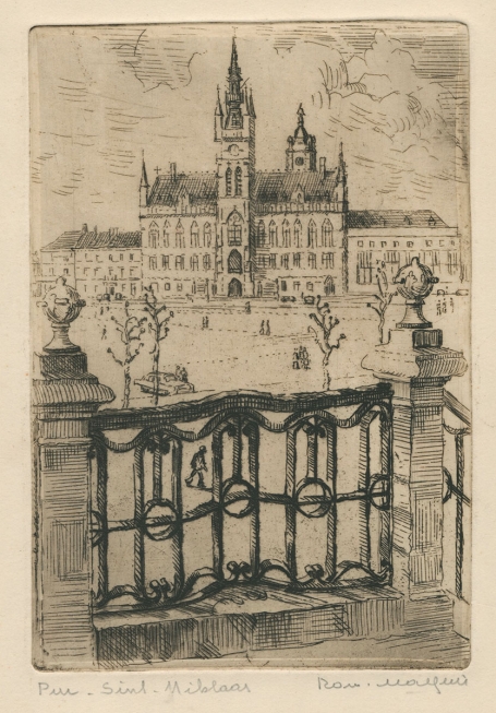 Belgische etser R. Malfliet met een ets