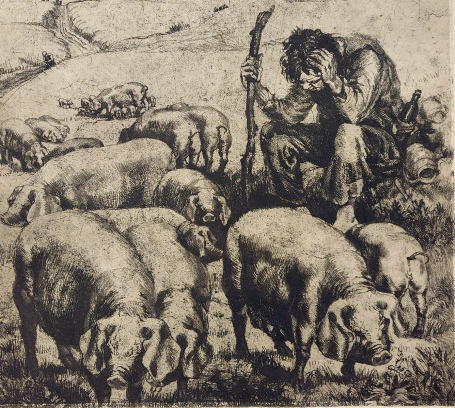 Belgische etser Romain Malfliet met een ets de verloren zoon