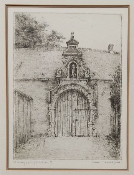 Belgische etser R. Malfliet met een ets