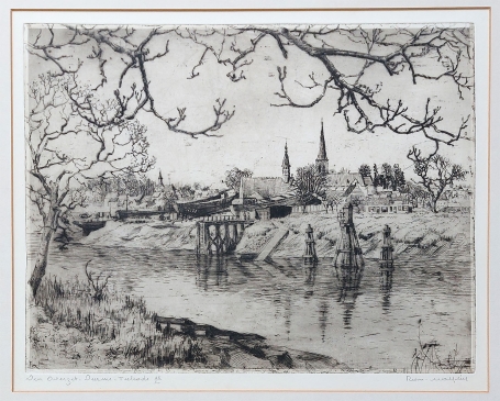 Belgische etser R. Malfliet met een grote ets