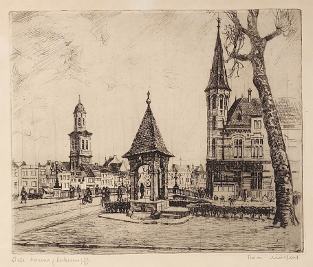 Belgische etser Romain Malfliet met een gesigneerde ets