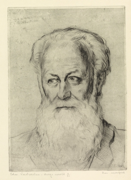 Belgische etser R. Malfliet met een grote ets