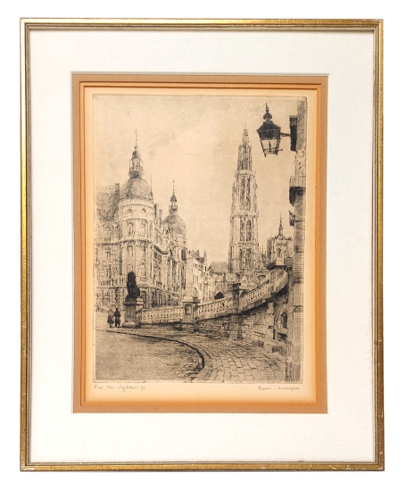 Gesigneerde ets van Romain Malfliet kopen