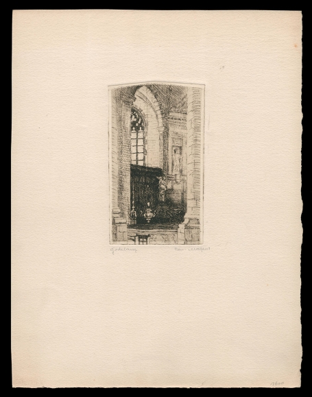 Belgische etser Romain Malfliet met een ets