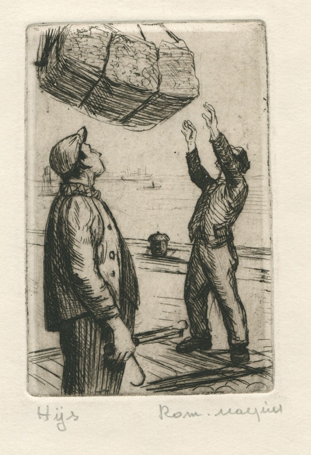 Belgische etser R. Malfliet met een ets