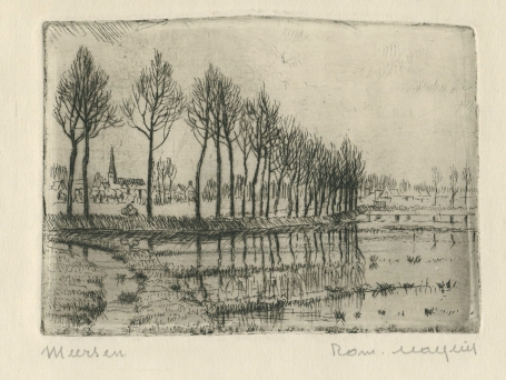 Belgische etser R. Malfliet met een kleine ets