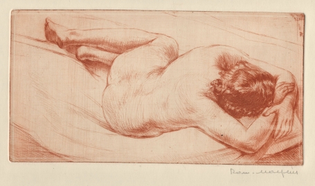 Belgische etser R. Malfliet met een sobere naaktets