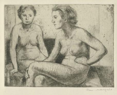 Belgische etser R. Malfliet met een naaktets