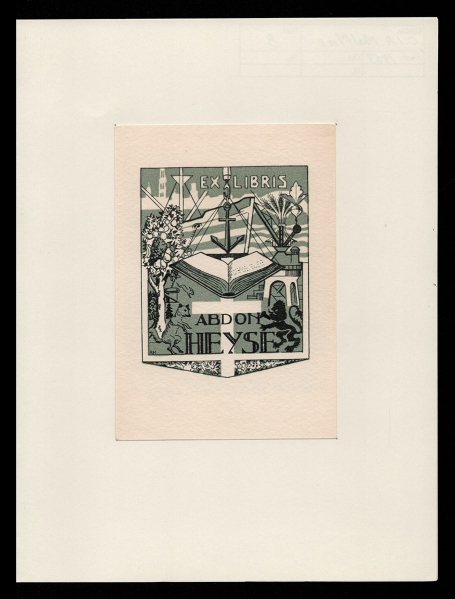 Belgische etser Romain Malfliet met een ex libris