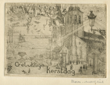 Belgische etser R. Malfliet met een ets uit 2004