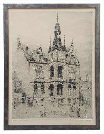 Grote gesigneerde ets van Romain Malfliet