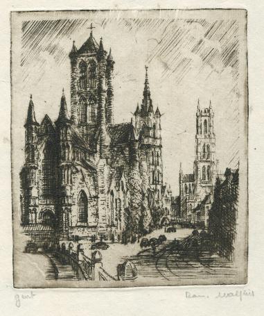 Belgische etser R. Malfliet met een ets