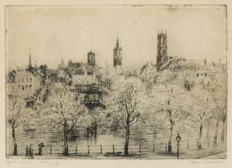 Belgische etser R. Malfliet met een Gentse ets