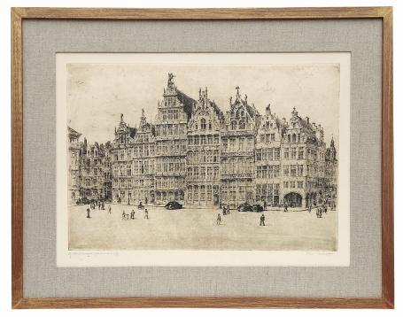 Gesigneerde Antwerpse ets van Romain Malfliet kopen