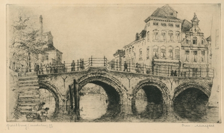 Belgische etser R. Malfliet met een ets