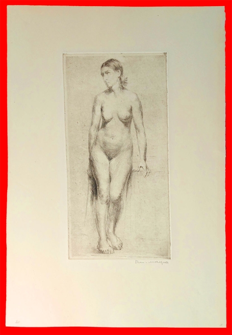 Belgische etser R. Malfliet met een grote ets