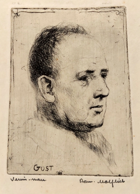 Belgische etser Romain Malfliet met een ets