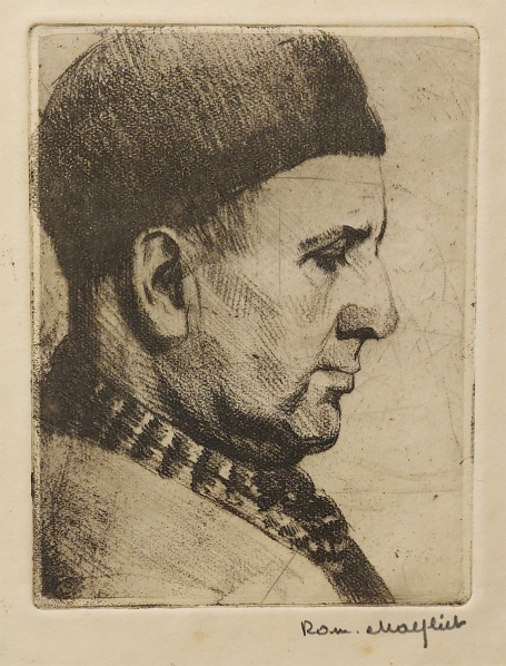 Belgische etser Romain Malfliet met een ets van Gustje