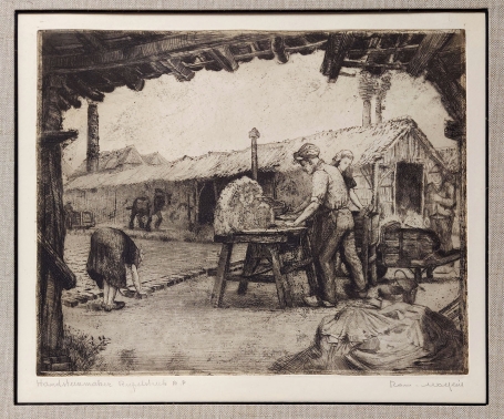 Belgische etser R. Malfliet met een ets