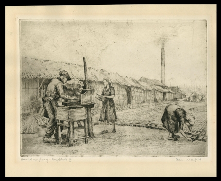 Gesigneerde  ets van Romain Malfliet kopen, baksteenmakers