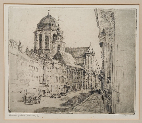 Belgische etser R. Malfliet met een ets