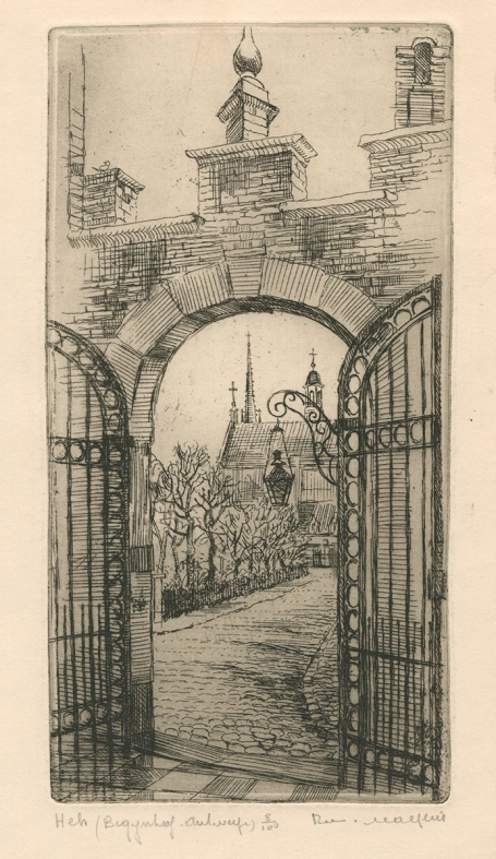 Belgische etser Romain Malfliet met een kleine ets