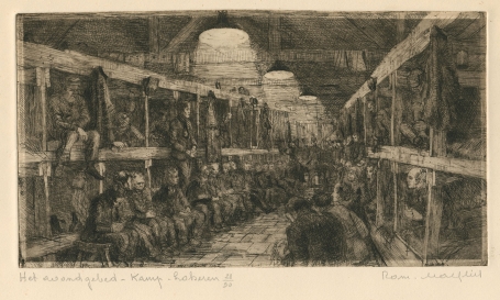 Belgische etser R. Malfliet met een ets uit Lokeren