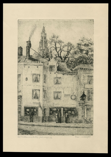 Gesigneerde Antwerpse ets van Romain Malfliet kopen