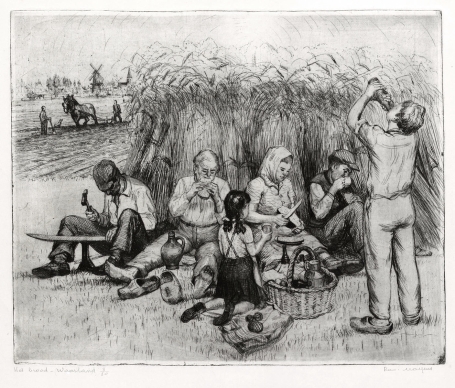 Belgische etser R. Malfliet met een grote ets