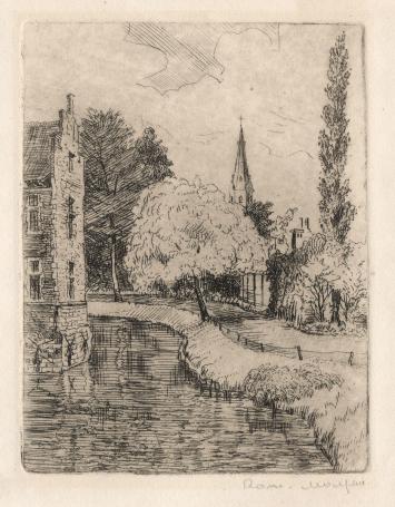 Belgische etser R. Malfliet met een ets