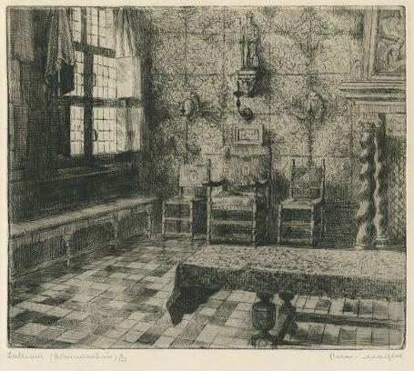 Belgische etser R. Malfliet met een ets