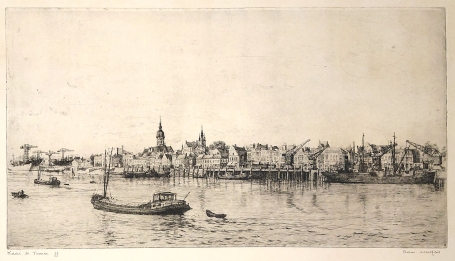 Belgische etser R. Malfliet met een grote ets