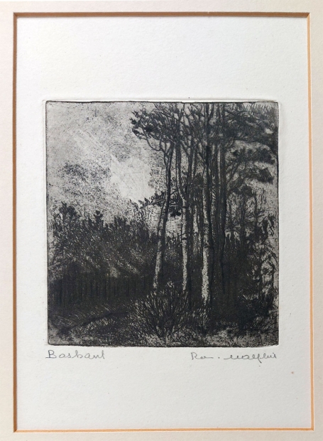 Belgische etser R. Malfliet met een ets