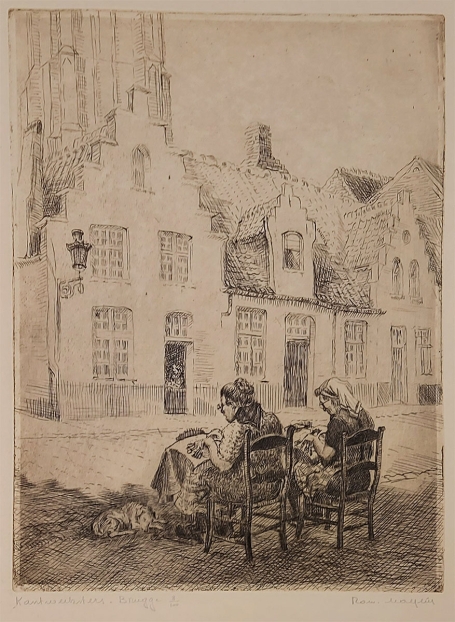 Belgische etser R. Malfliet met een ets