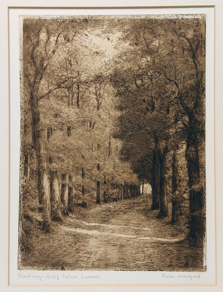 Belgische etser R. Malfliet met een ets