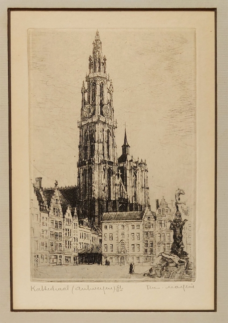 Belgische etser R. Malfliet met een ets