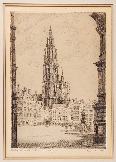 Belgische etser R. Malfliet met een ets