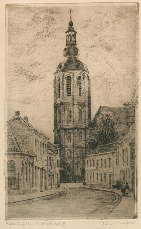 Belgische etser R. Malfliet met een grote ets