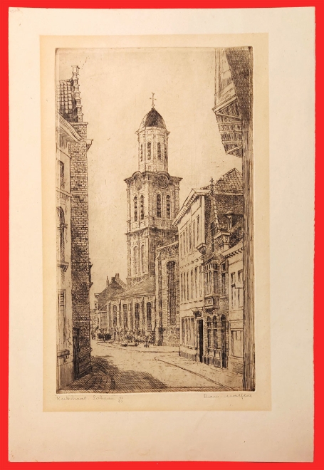 Belgische etser R. Malfliet met een ets