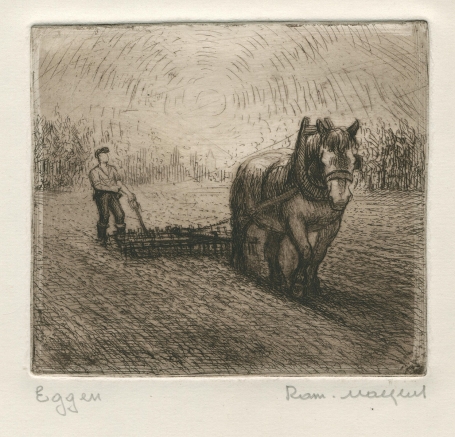 Belgische etser R. Malfliet met een kleine ets