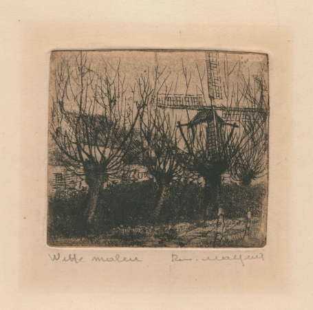 Belgische etser R. Malfliet met een molen